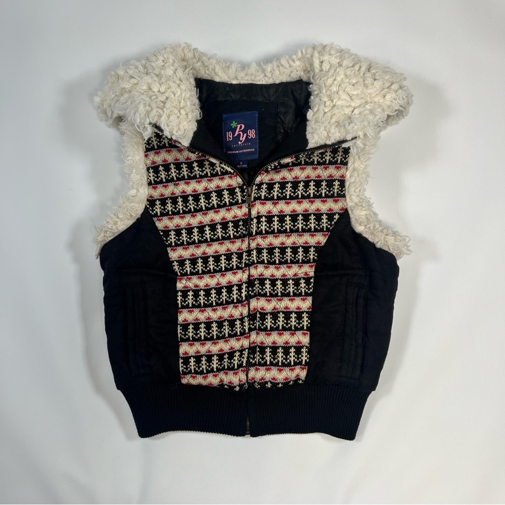 Vintage Y2K  Papaya Cropped Quilted Fur Lined Vest | Size Small | Zip Front - Picture 4 of 7